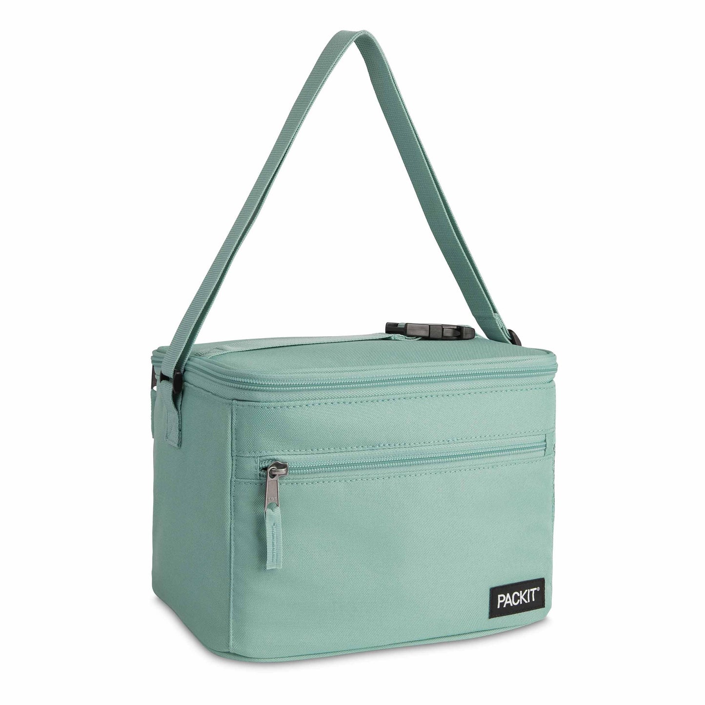 PackIt Freezable Essential Lunch Cooler, Sage, Built with EcoFreeze Technology, Fully Freezable, Collapsible, Reusable, With Adjustable Crossbody Strap, Top Clip Handle, Designed for Fresh Office