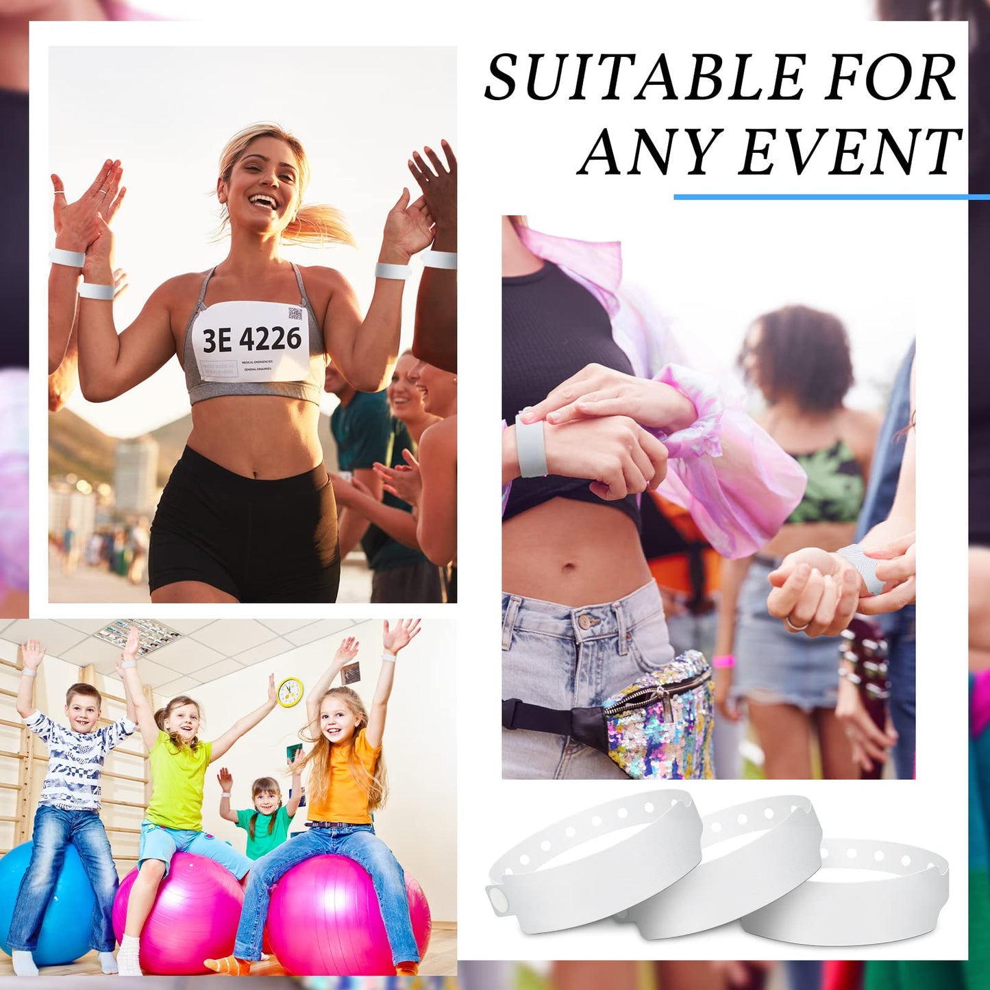 Henoyso 600 Pcs White Plastic Wristbands ID Bracelet Hospital Wristbands Bulk Vinyl Bracelet Waterproof for Medical Patient Hospital Events Party