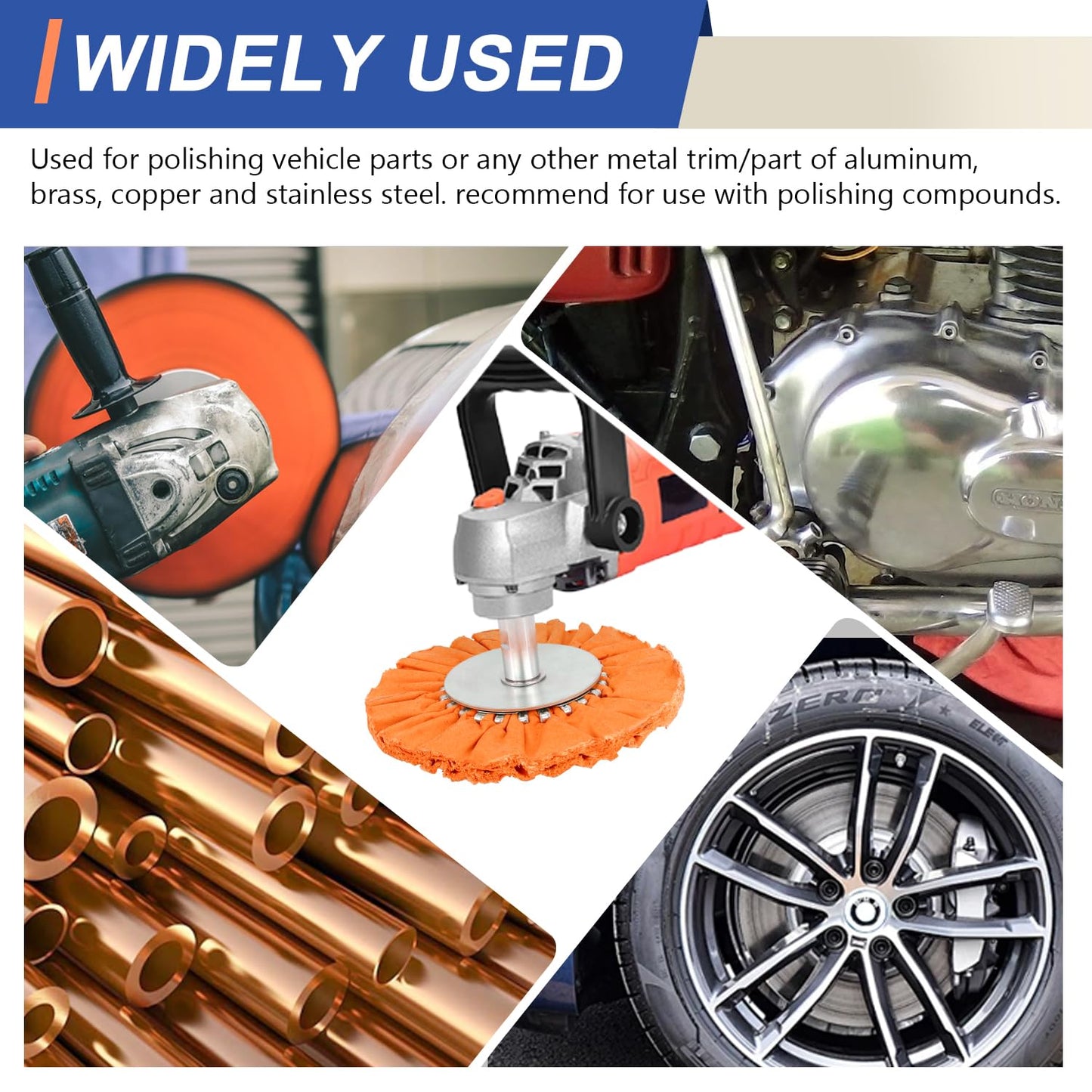 QZATTCAEN 8 Pcs Airway Buffing Wheel Kit 8 Inch Polishing Wheel and Polishing Compound for Angle Grinder 8" in Diameter 5/8" in Arbor Hole Aluminum Metal Buffing Wheels Kit