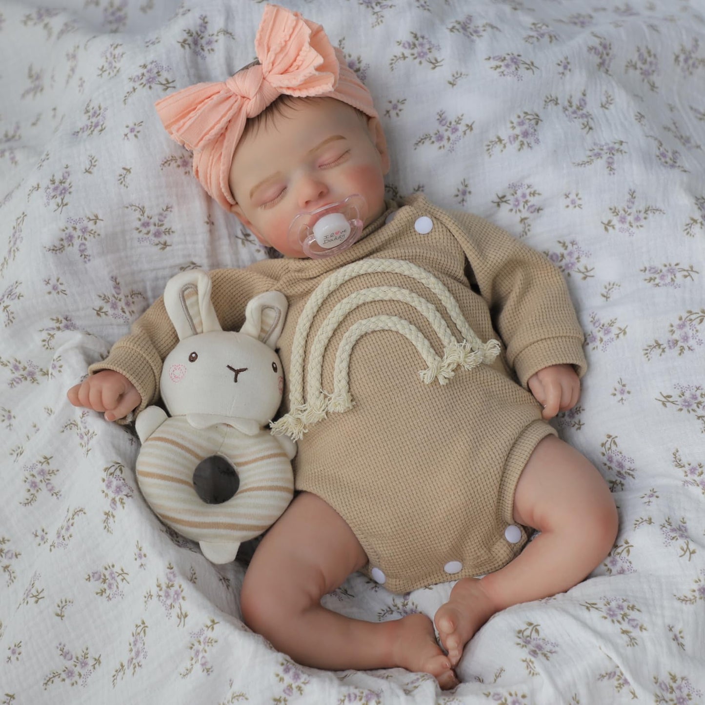 KSBD Lifelike Reborn Baby Dolls-20 inch Sleeping Realistic Newborn Baby Dolls, Soft Cloth Body with Feeding Toy for Kids Age 3 +