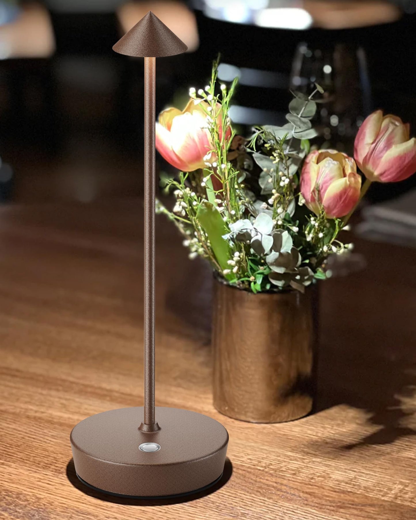 SHANGCAI Cordless Table Lamps Rechargeable, 6000mAh Battery Operated LED Desk Lamp Outdoor Waterproof Portable Touch Dimmable Table Night Light for Patio Restaurant Dining Home Set of 2 Rust