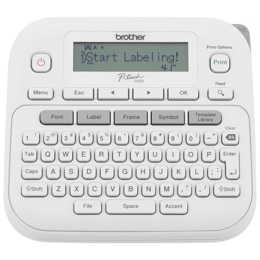 Brother P-Touch PTD220 Home/Office Everyday Label Maker | Prints TZe Label Tapes up to ~1/2 inch White