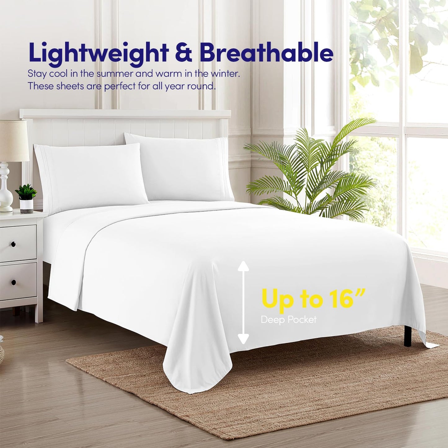1500 Supreme Collection Sheet Sets White - Luxury Hotel Bed Sheets and Pillowcase Set for King Mattress - Extra Soft, Elastic Corner Straps, Deep Pocket, White