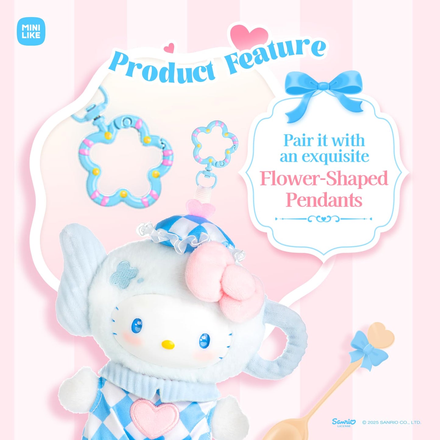MINI LIKE Sanrio Blind Box Hello Kitty Kuromi Cinnamoroll My Melody Style Blue Flutter Series Cute Vinyl Plush Relaxing Collectible Mystery Toy for Home Decor Birthday Gifts, Random One Figure