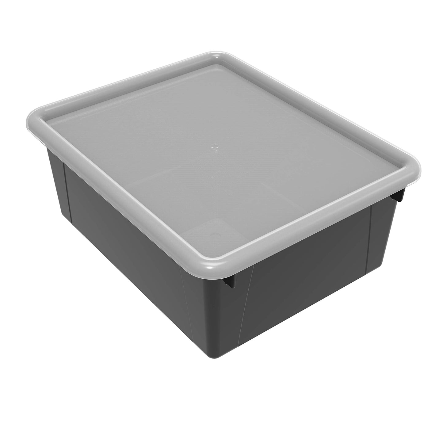 Storex Letter Size Deep Storage Tray – Organizer Bin with Non-Snap Lid for Classroom, Office and Home, Black, 5-Pack (62543A05C), 10 x 13 x 5 Inches