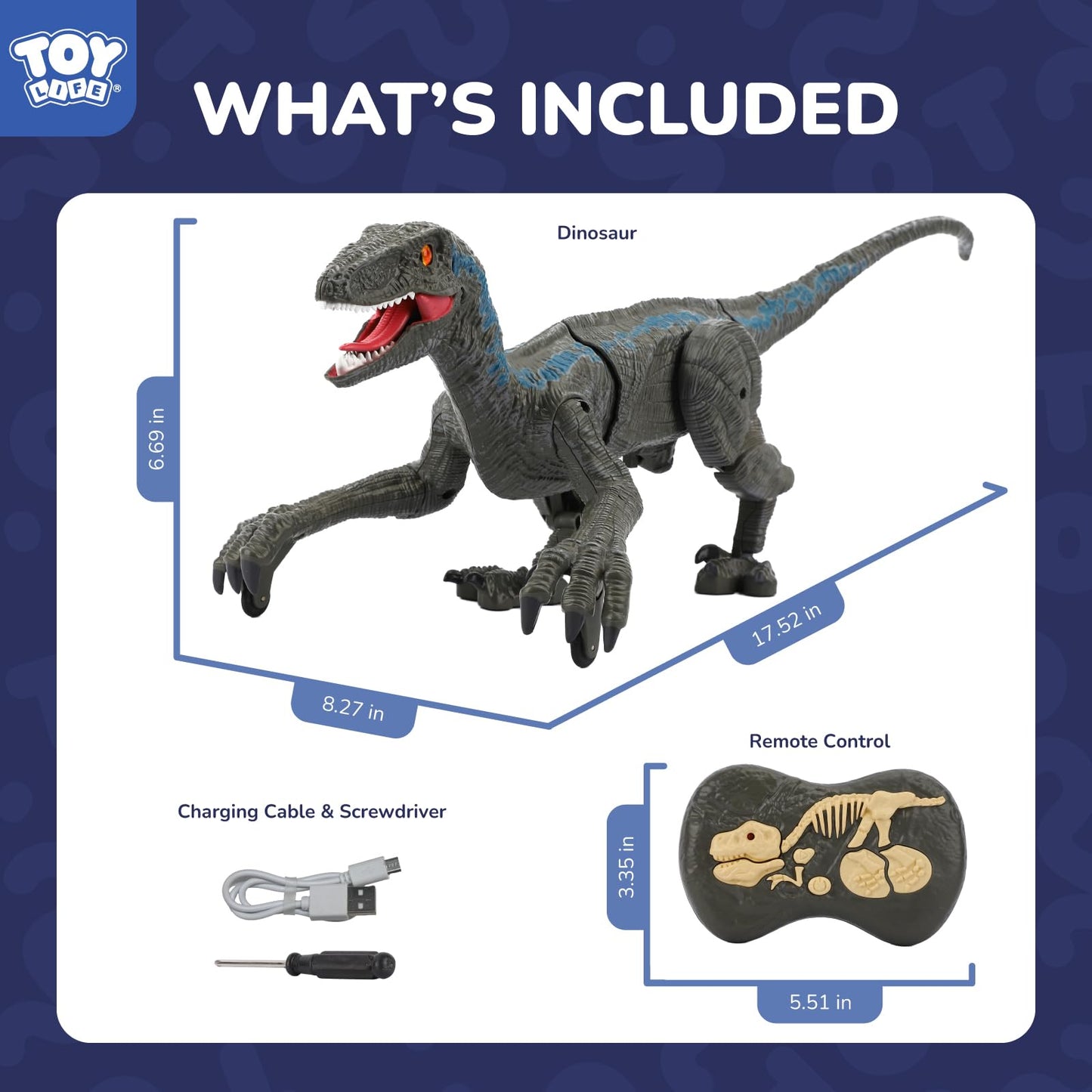 STEAM Life Remote Control Velociraptor Dinosaur Toy for Kids – Realistic RC Dino with Sounds, Lights & Walking Action – Rechargeable Raptor Toy for Boys & Girls