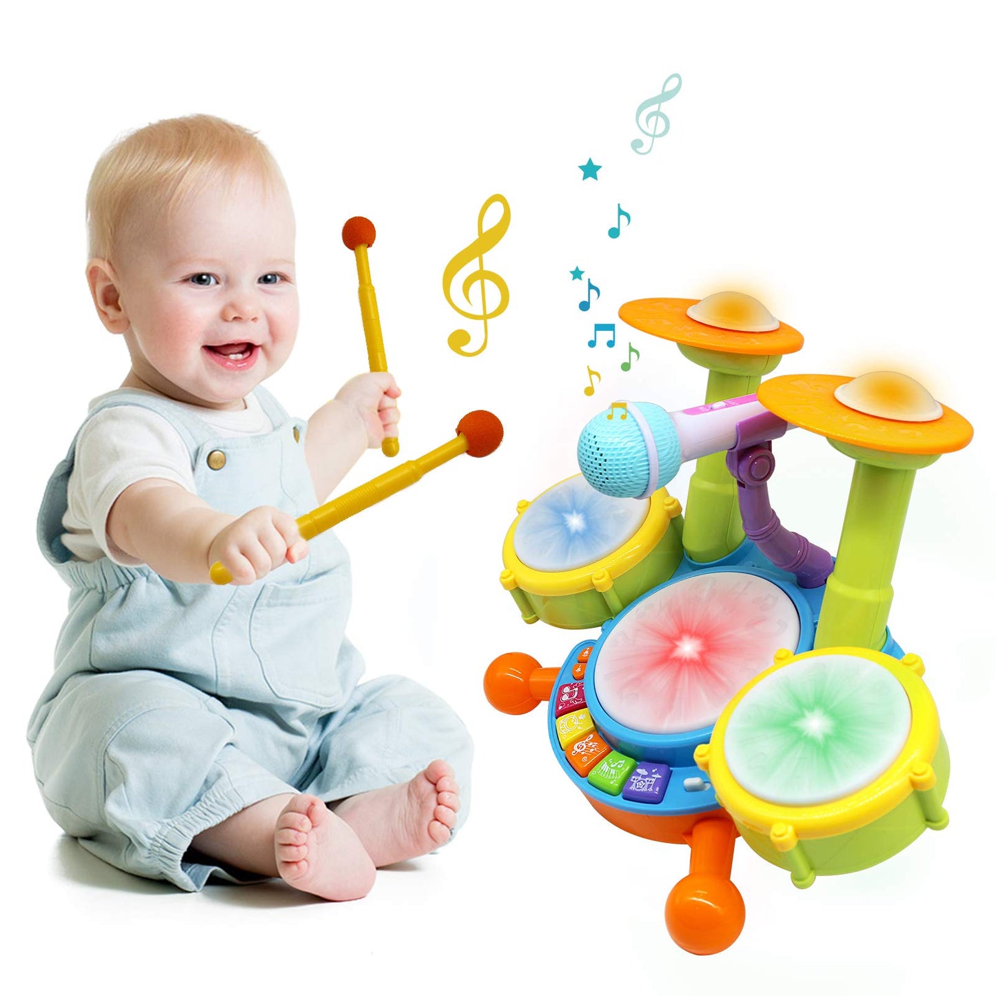 Drum Set for Toddlers, Toddler Drum Kit, Kids Drum Kit Instrument, Toy Girl Boy Birthday Gift, Baby Boy Girl Electric Drum Kit