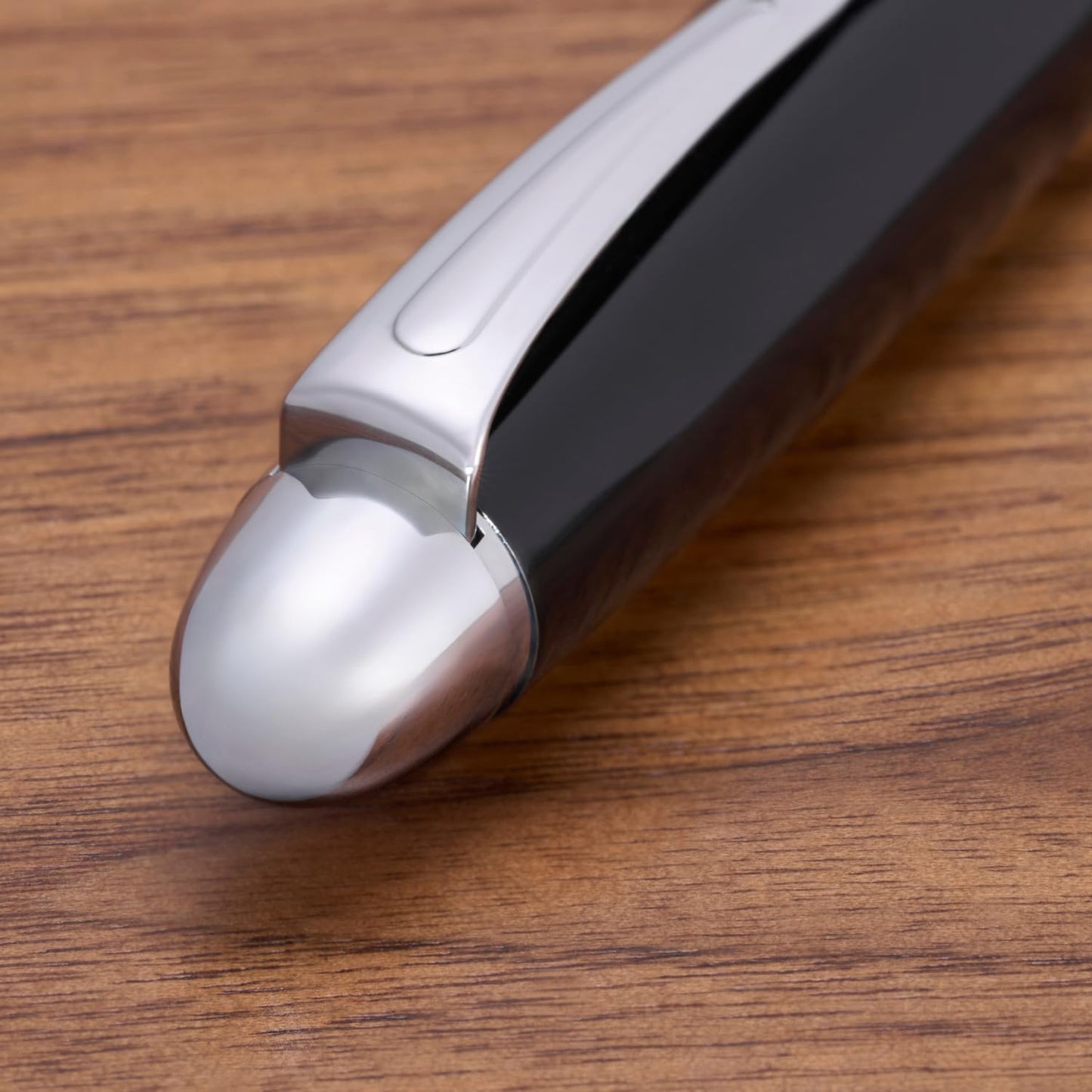 'The Boss' Black Executive Fountain Pen, Ultra Smooth Polished Resin, Premium Chrome Accents, Steel Nib, Easy Refill Ink Piston Converter, No Bleed No Smudge, Fits Our Instant Insert Ink Cartridges