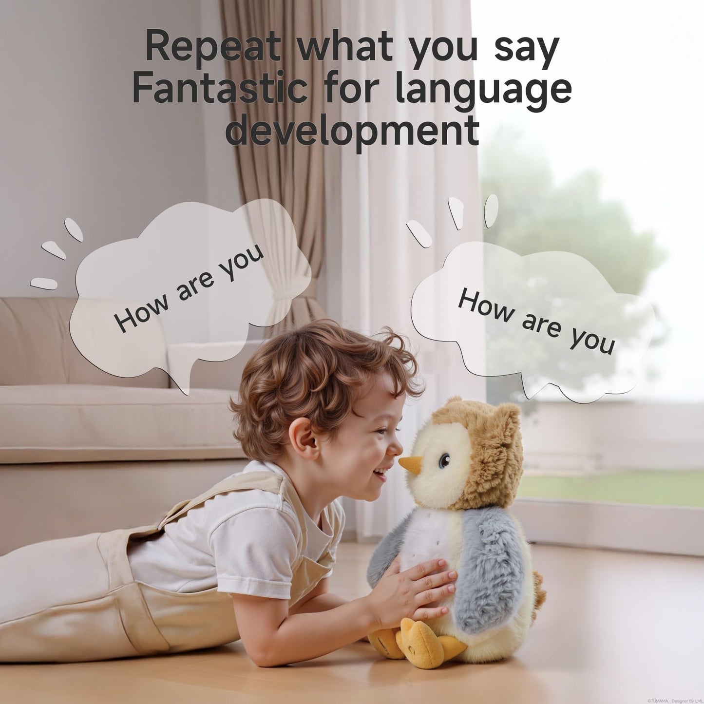 eJog Pup Owl Plush Stuffed Baby's Animal Toy Interactive Owl Toy with Sounds and Shake Hands, Singing Record Repeat What You Say, Birthday Gifts for Toddlers Kids