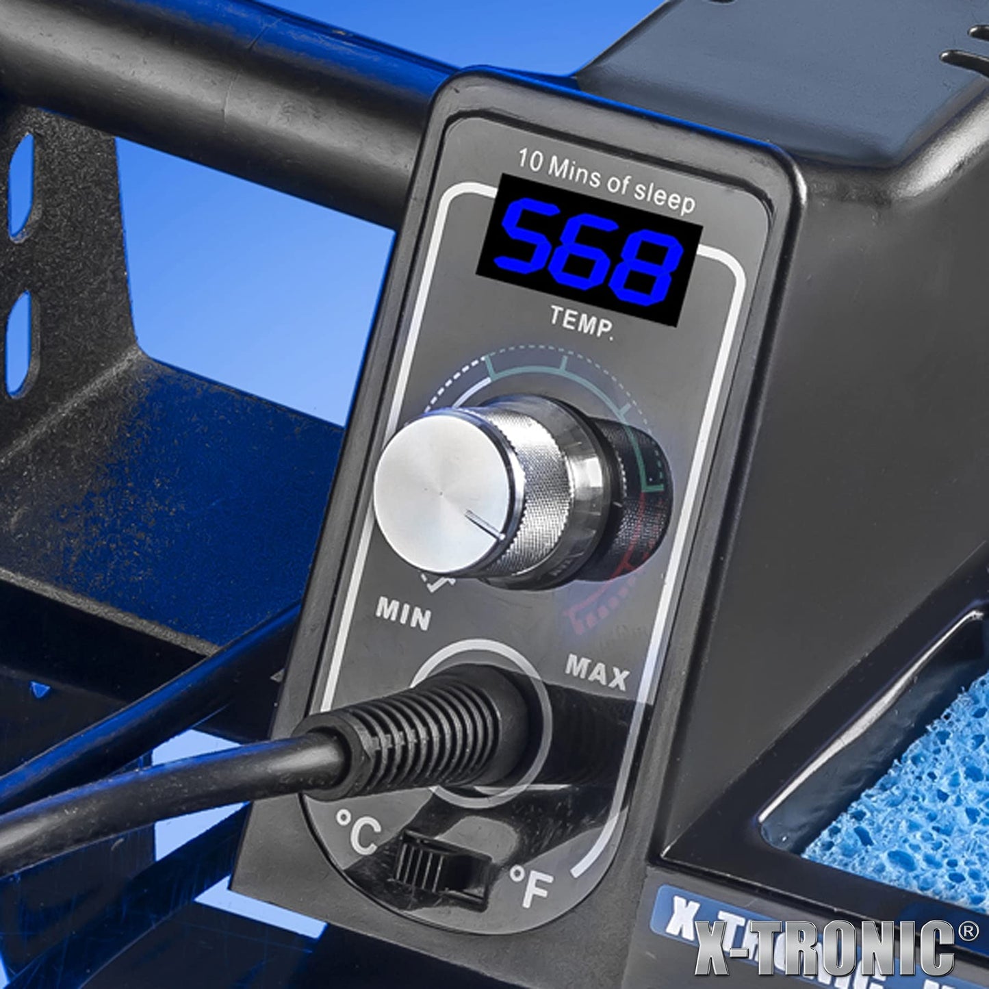 The Original X-Tronic 3020-XTS • 75W Soldering Iron Station • LED • 2 Helping Hands • Roll of Solder • Brass Sponge w/Cleaning Flux • Wet Sponge • °C/°F Conversion Switch • 10 Minute Sleep Feature!