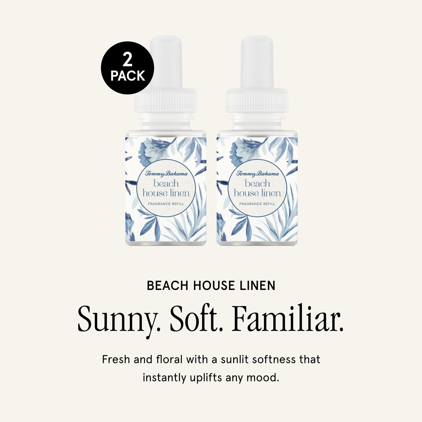 Pura & Tommy Bahama Home Scent Refill - Smart Home Air Diffuser - Premium Fragrance in Every Refill - Household Essential - Diffuser Fragrance - 2 Pack, Beach House Linen