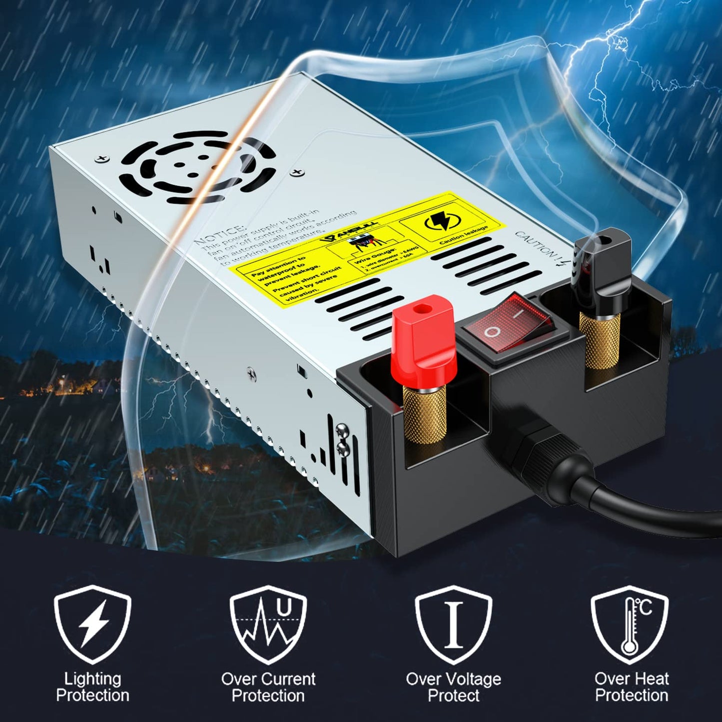 Anbull 110V to 12V Converter,with ON/Off Switch, SMPS 110V AC to 12V DC Adapter Transformer Converter,Max 50A 600W 12V Power Supply