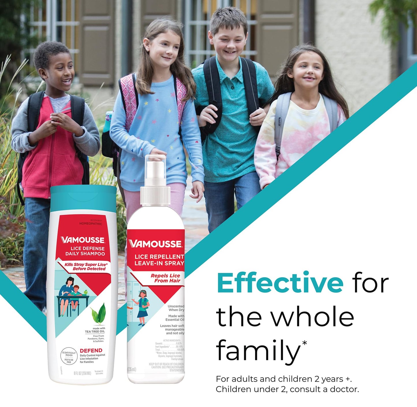 Vamousse PRO Lice Emergency Kit, Includes Lice Treatment Mousse (6 Oz), Daily Shampoo (4 Oz), Repellent Spray (3 Oz), Steel Comb & 2 Clips, for Kids & Adults, Ideal for Daily Use