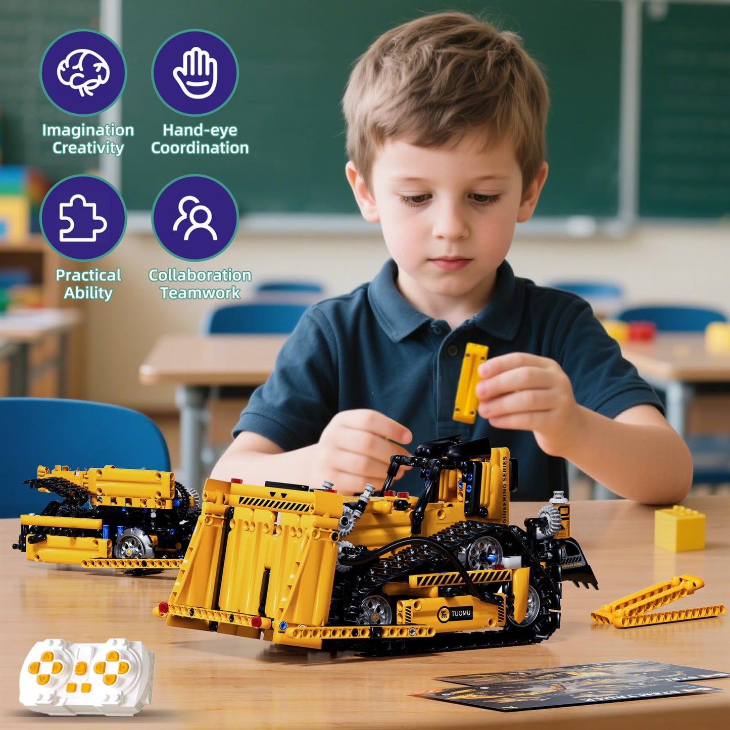 DOLIVE 5 in 1 STEM Building Block Set for Kids Ages 8-14, Remote & App-Controlled Engineering Vehicles, Creative Birthday for Boys Girls Aged 8 9 10 11 12+ (452 PCS)