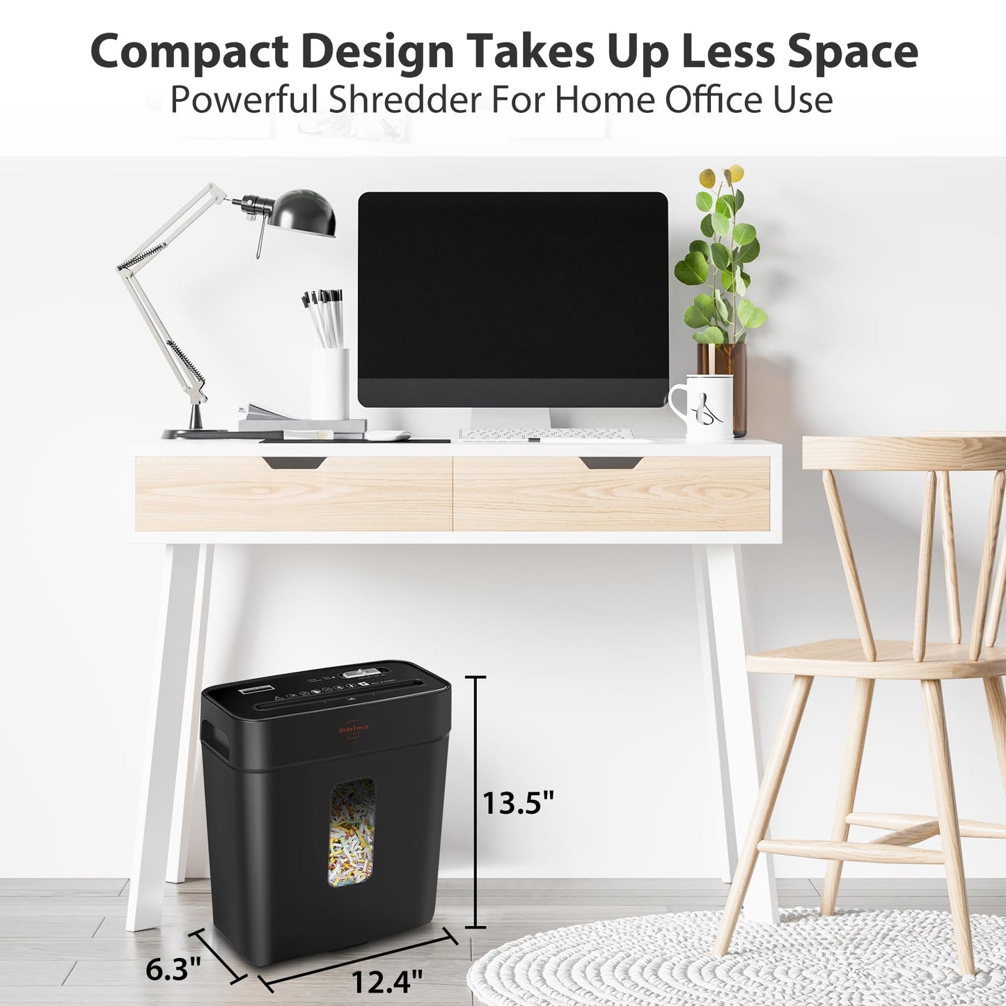 VidaTeco 8-Sheet Cross Cut Paper Shredder for Home Office, 3.04-Gallon Bin