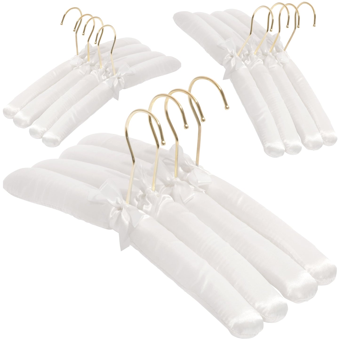 Padded Clothing Fabric Hangers for Women Clothing - Set of 12 Premium Hangers for Closet, Bride Hanger for Wedding Dress, Sweater - Ivory