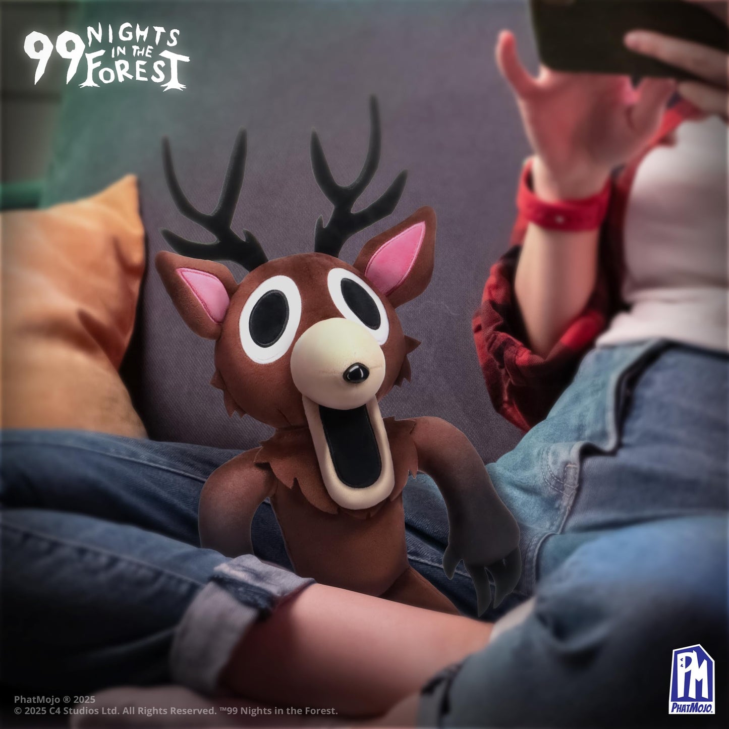 PhatMojo 99 Nights in The Forest — 12.5” Deluxe Plush — The Deer — Series 1 — Includes DLC Codes Redeemable on Roblox — Floppy Stuffed Animal Plush Toy — Officially Licensed