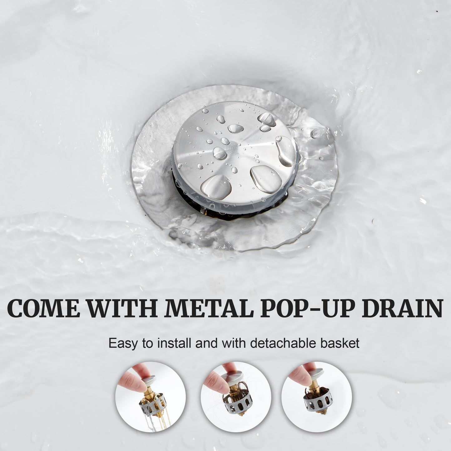 Ultimate Unicorn 8 inch Bathroom Faucet Brushed Nickel, Waterfall Bathroom Faucet with Metal Pop-up Sink Drain Stopper and 2 Supply Hoses,2 Handle Widespread Faucets for Vanity Sink 3 Holes