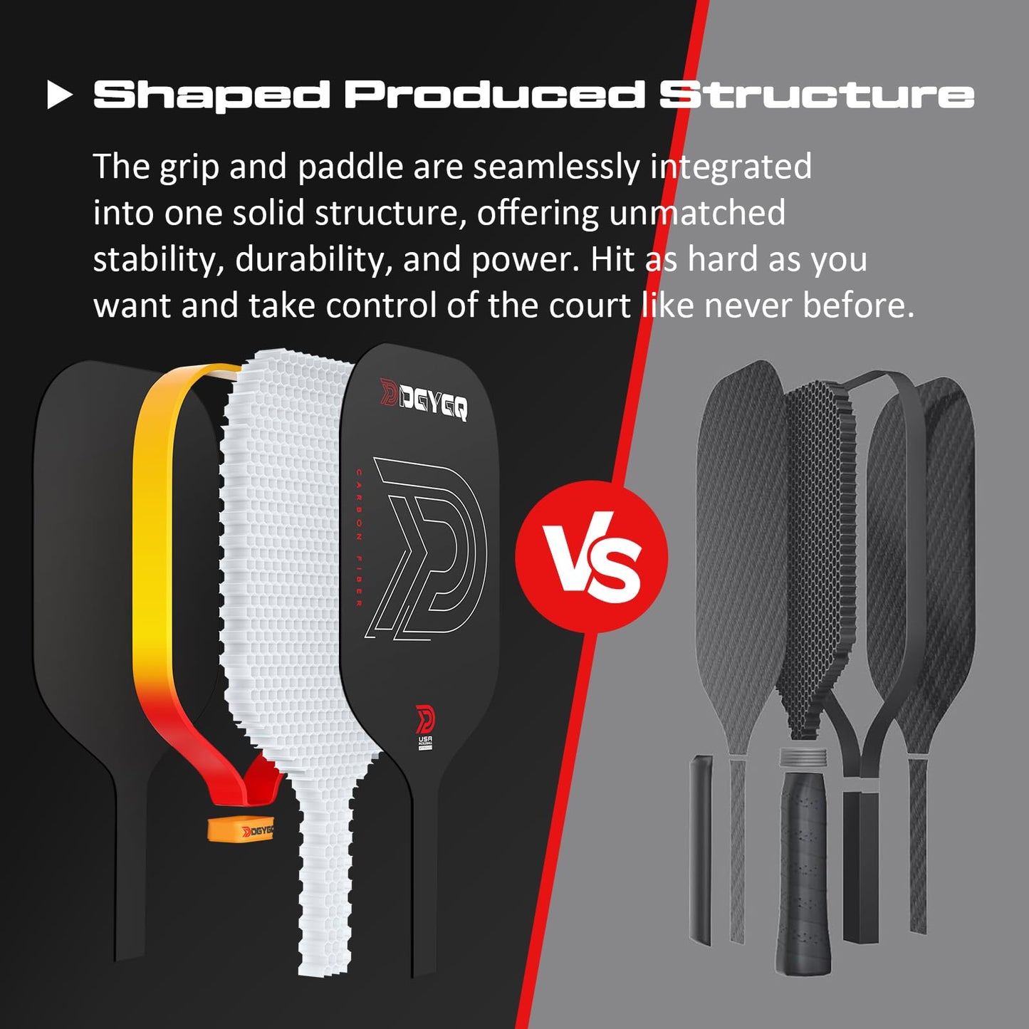 DGYGQ Pickleball Paddles - Professional Carbon Fiber Paddle with Honeycomb Core Pickleball Rackets - Lightweight Precision & Enhanced Shock Absorption for High Spin & Powerful Shots