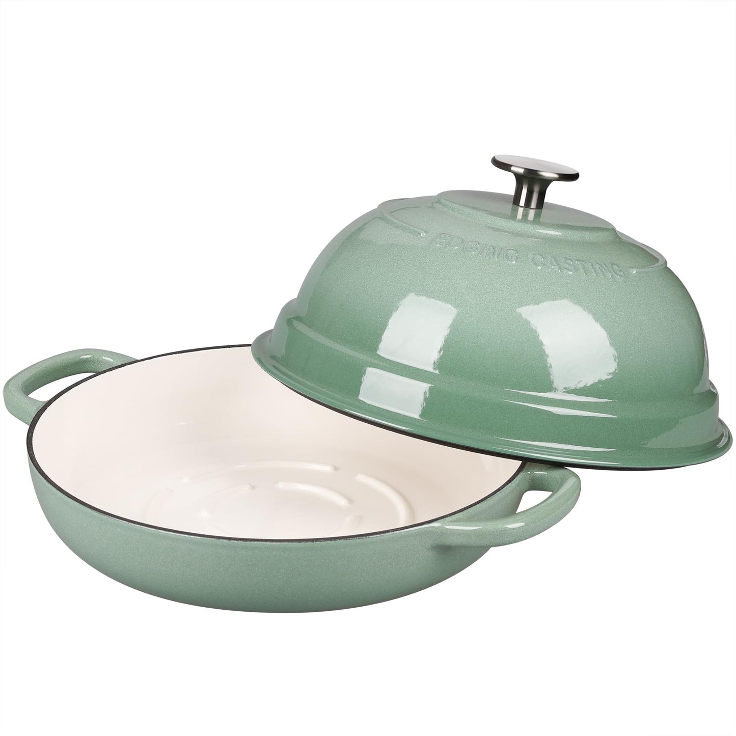 EDGING CASTING Enameled Cast Iron Dutch Oven Pot with Lid, Round Bread Oven for Homemade Sourdough Bread Baking, 6 Quart, Sage Green