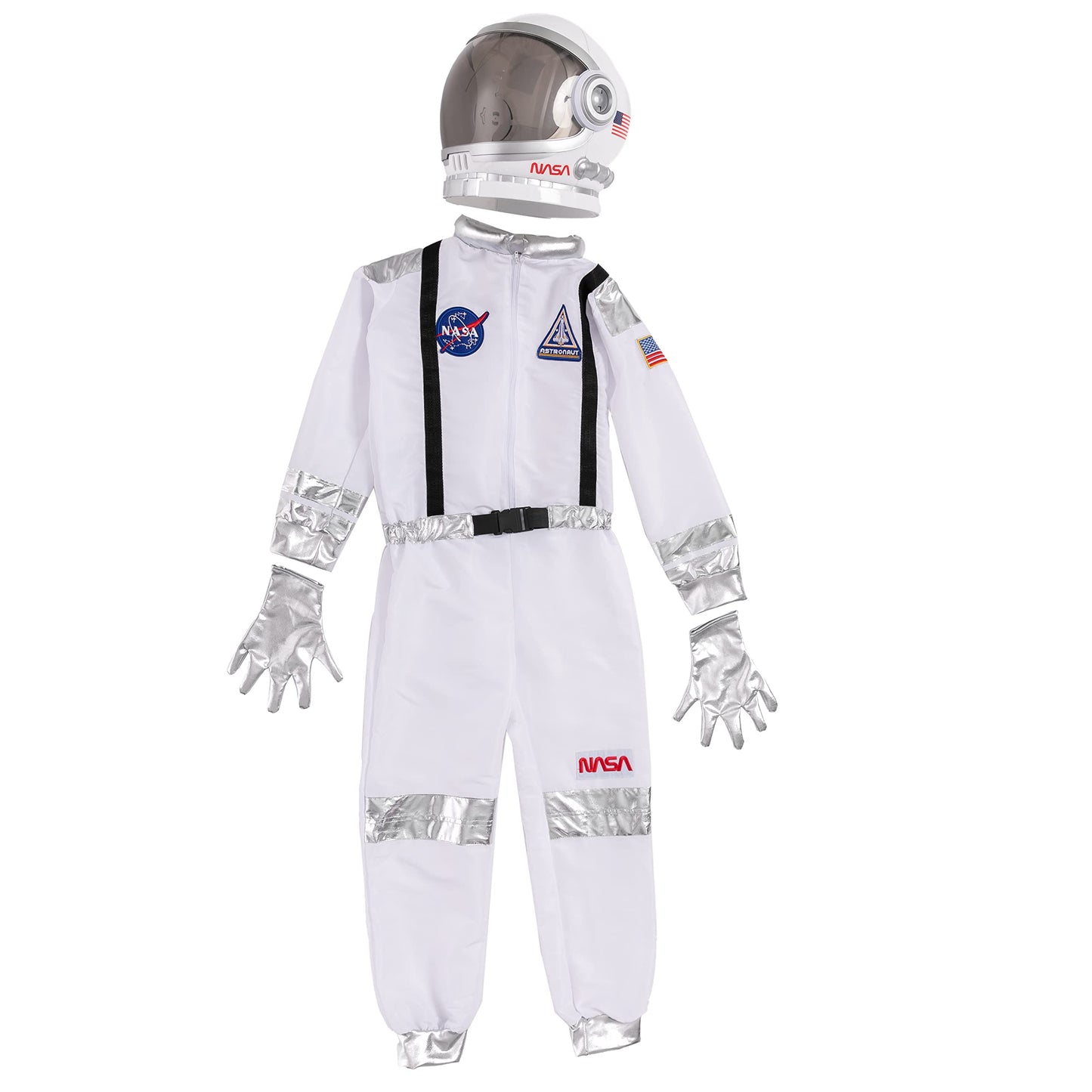 Spooktacular Creations Halloween Astronaut Costume for Kids, Unisex White Astronaut Outfit Set with Helmet, Toddler Pilot Jumpsuit for Halloween Costume Dress-Up Party (Small, 5-7 yrs)