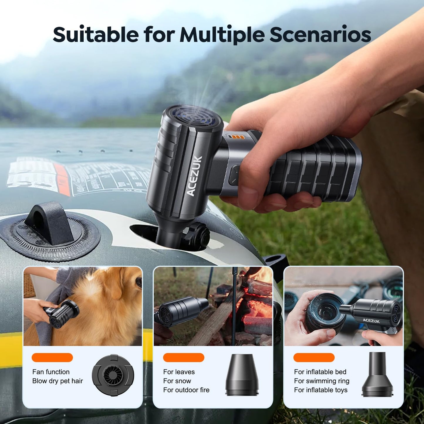 Compressed Air Duster 4-Gear Adjustable 300000RPM Electric Air Duster Rechargeable Brushless Motor Mini Cordless Air Blower for Keyboard, Electronics,Car and Home Cleaning Replaces Compressed Air Can