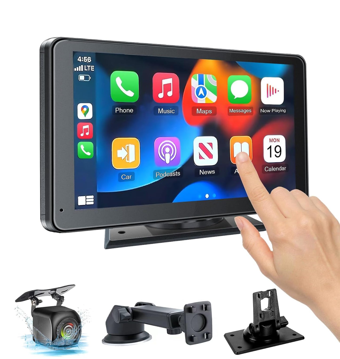 【Hieha】 2024 Newest Wireless Portable Carplay and Android Auto, Carplay Screen for Car with Mirror Link/AUX/FM,7" Touchscreen Bluetooth 5.0, Potable Car Stereo with，car Accessories