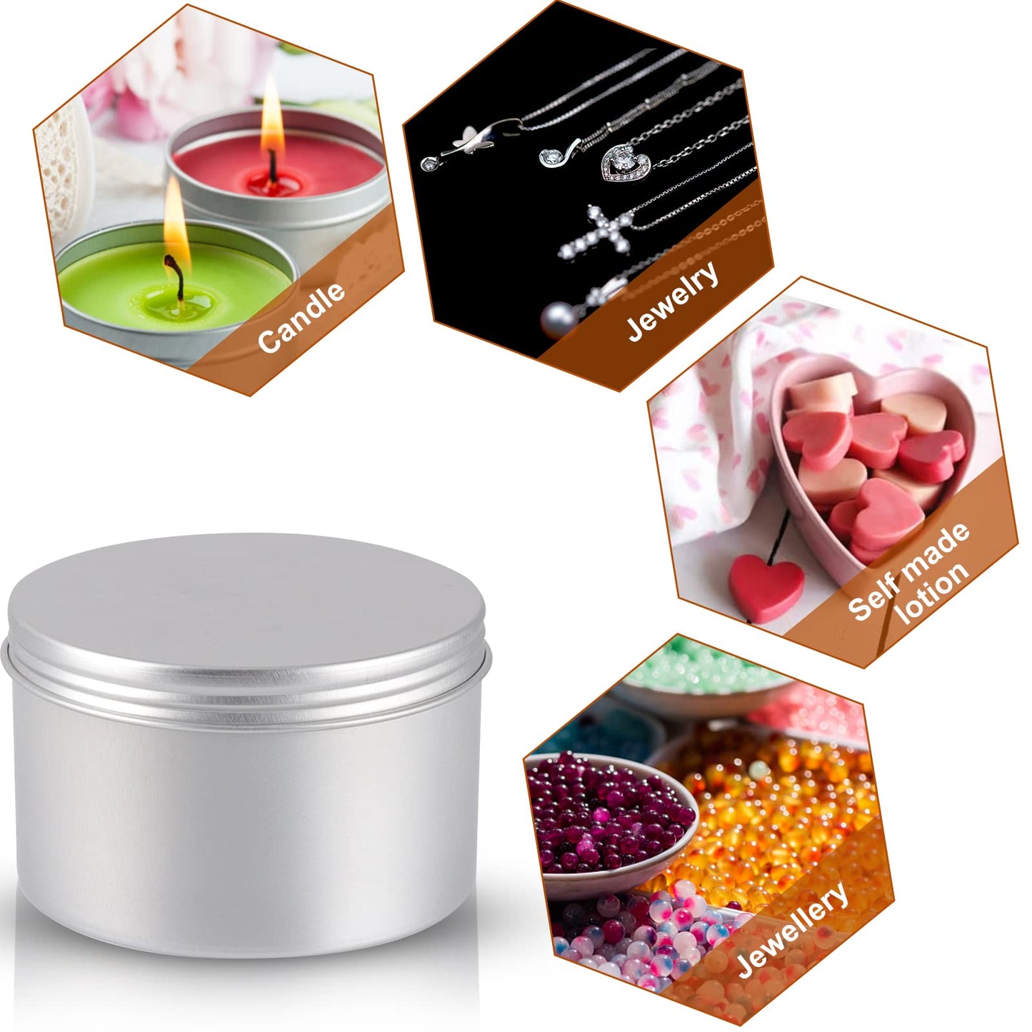 OBKJJ 42 Pack Round Cans with Screw Lid 7 Oz Aluminum Metal Tins DIY Food Candle Containers for Lotion Bars, Balms, Salve, Spices, Beard Balm, Crafts with 4 Markers 6 Sheets Label Stickers