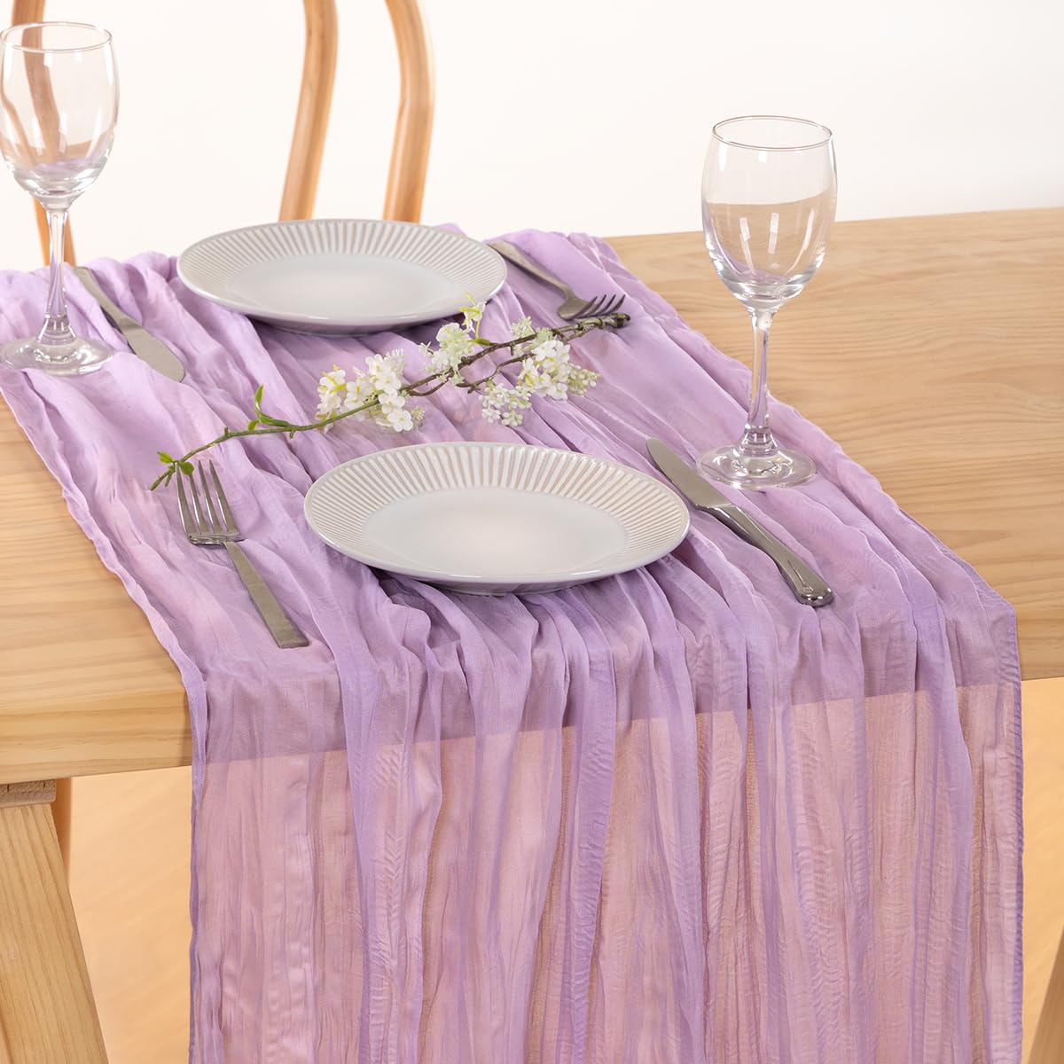MLMC 12 Pack Lilac Purple Cheesecloth Table Runner 10ft Spring Table Decor Rustic Gauze Lavender Cheese Cloth Table Runner 35x120 Inches for Bridal Shower Baby Shower Birthday Wedding Decor