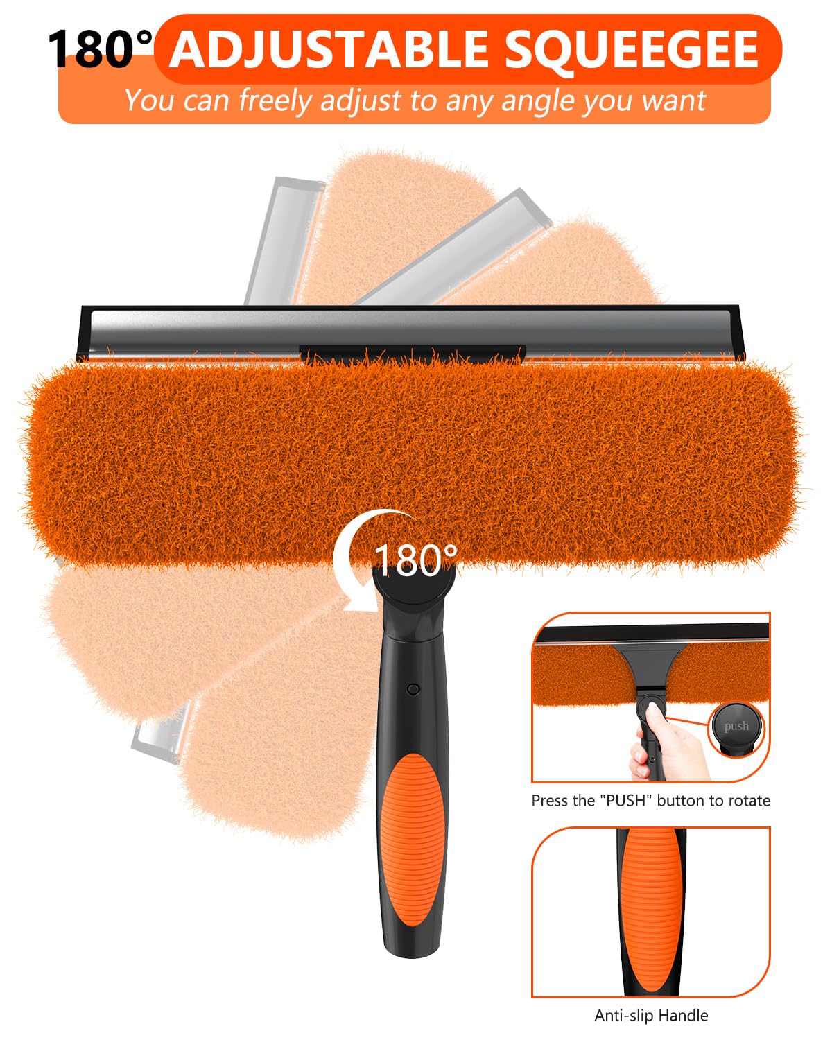 SKGPOLE 26FT Reach Window Squeegee for Window Cleaning Kit with 5-20 Foot Telescoping Extension Pole, 2 in 1 Window Squeegee, Cobweb Duster, Dust Kit Window Washing Kit for Car, Shower Glass Door