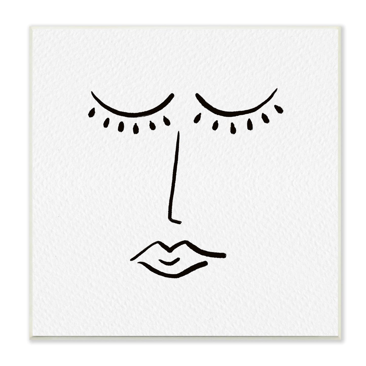 Stupell Industries Closed Eyes Lips Minimal Face Doodle Style, Design by Barry Kite