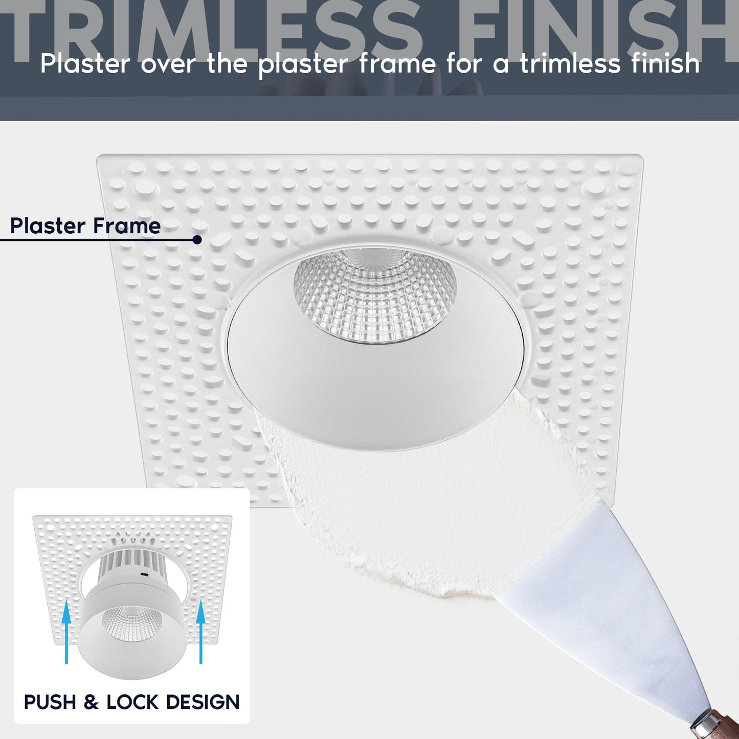 LUXRITE 3 Inch Trimless LED Recessed Lighting, 15W, 1100LM, 5CCT Selectable 2700K-5000K, Dimmable Ceiling Spotlight, CRI 90, Damp & IC Rated, Plaster Downlight, ETL Listed