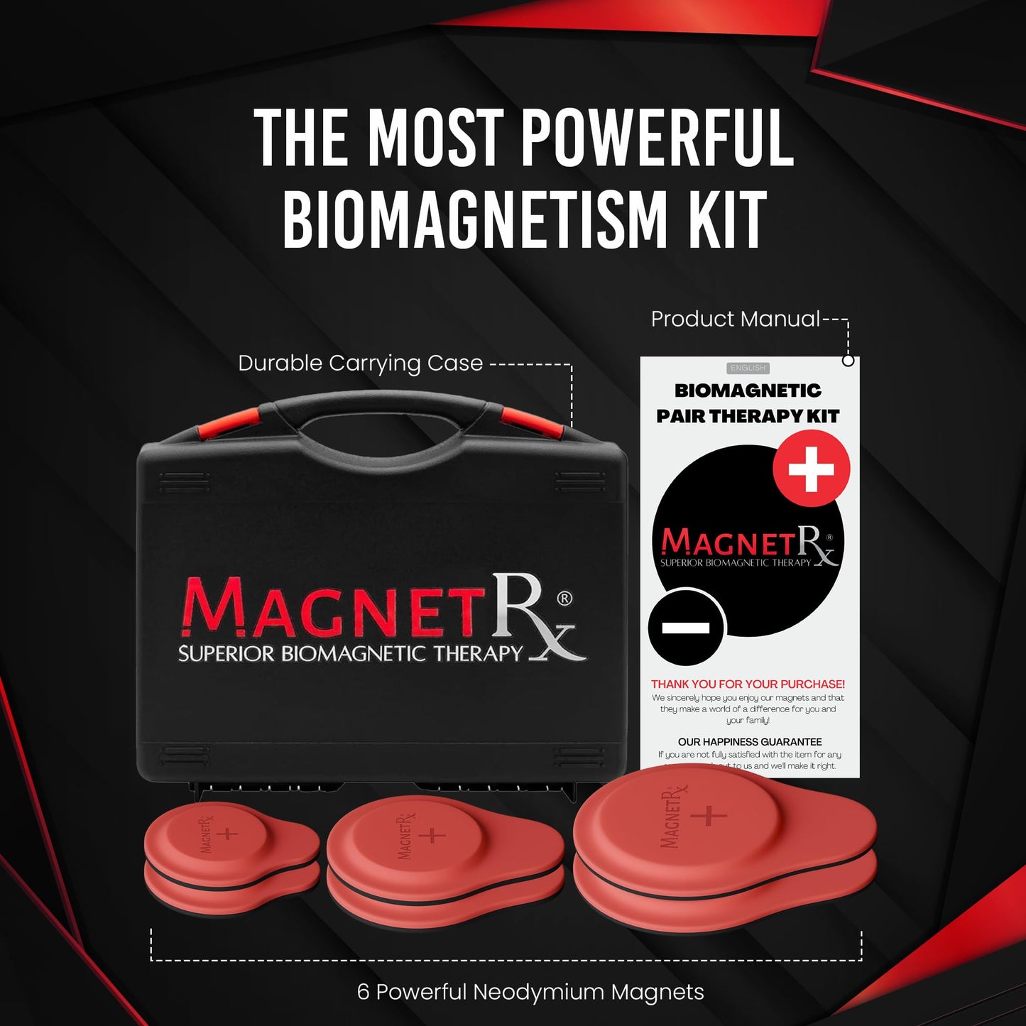 MagnetRX® Neodymium Biomagnetic Magnets Kit – Imanes para Biomagnetismo Médico – Dr Goiz Magnet for Biomagnetism Bio Magnet Pair – Silicone Covered Round 12,200-13,200 Gauss Magnets (6 Mixed Units)