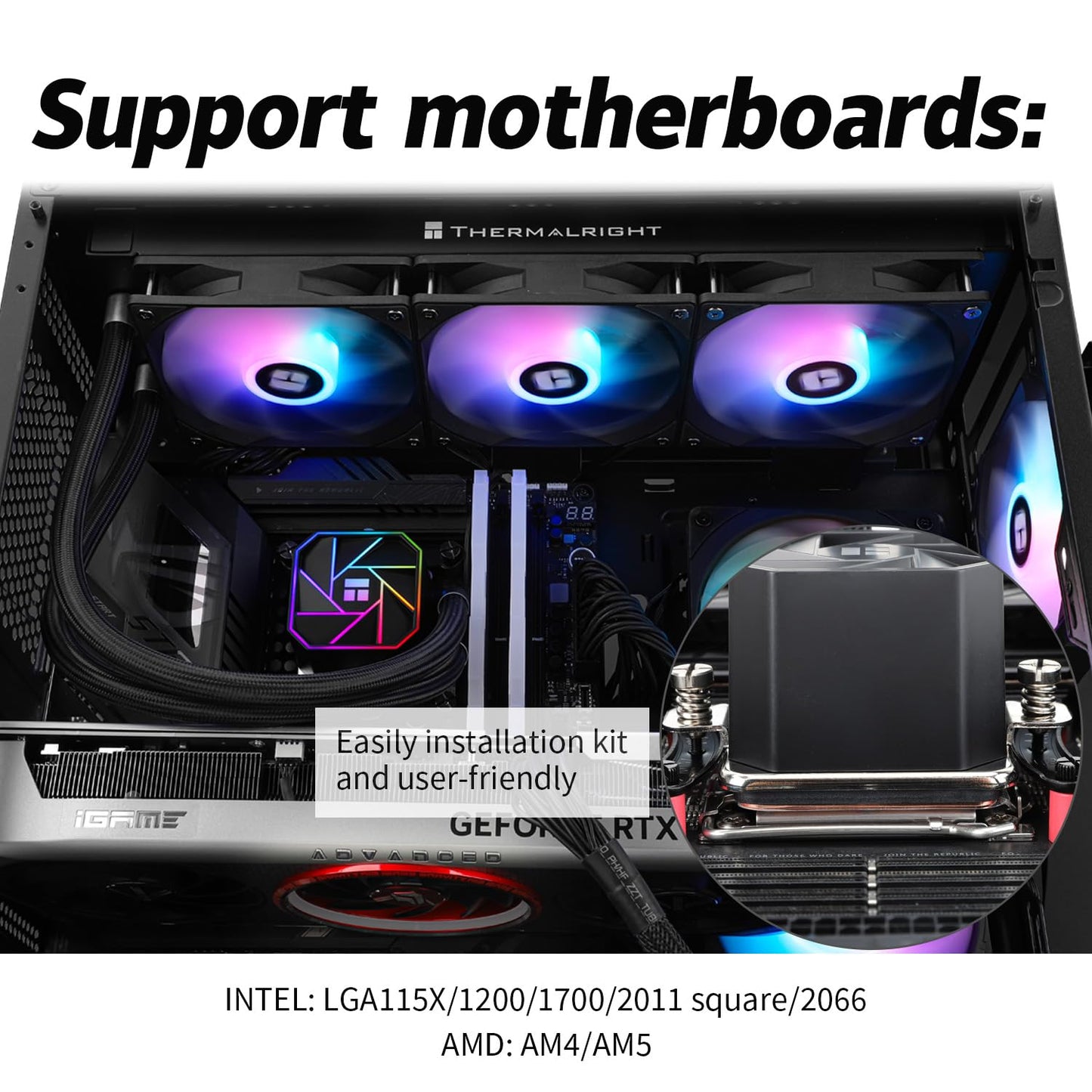 Thermalright Aqua Elite 360 V3 AIO CPU Cooler, 360 Liquid Cooling, ARGB PWM Fans, Intel LGA1150-1200/2011/1700, AMD AM4/AM5