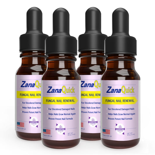 ZanaQuick Toenail Treatment Drops - 4 Pack Extra Strength Nail Repair Solution for Toe Nails & Fingernails - Powerful Nail Care Renewal & Recovery Liquid for Thick, Damaged & Discolored Nails Remedy