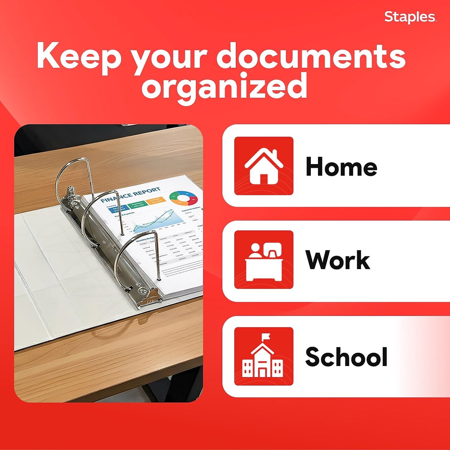 Staples Standard 5-Inch D-Ring View Binder, High Capacity Holds Up to 1,050 Sheets, White, for Presentations & Archiving