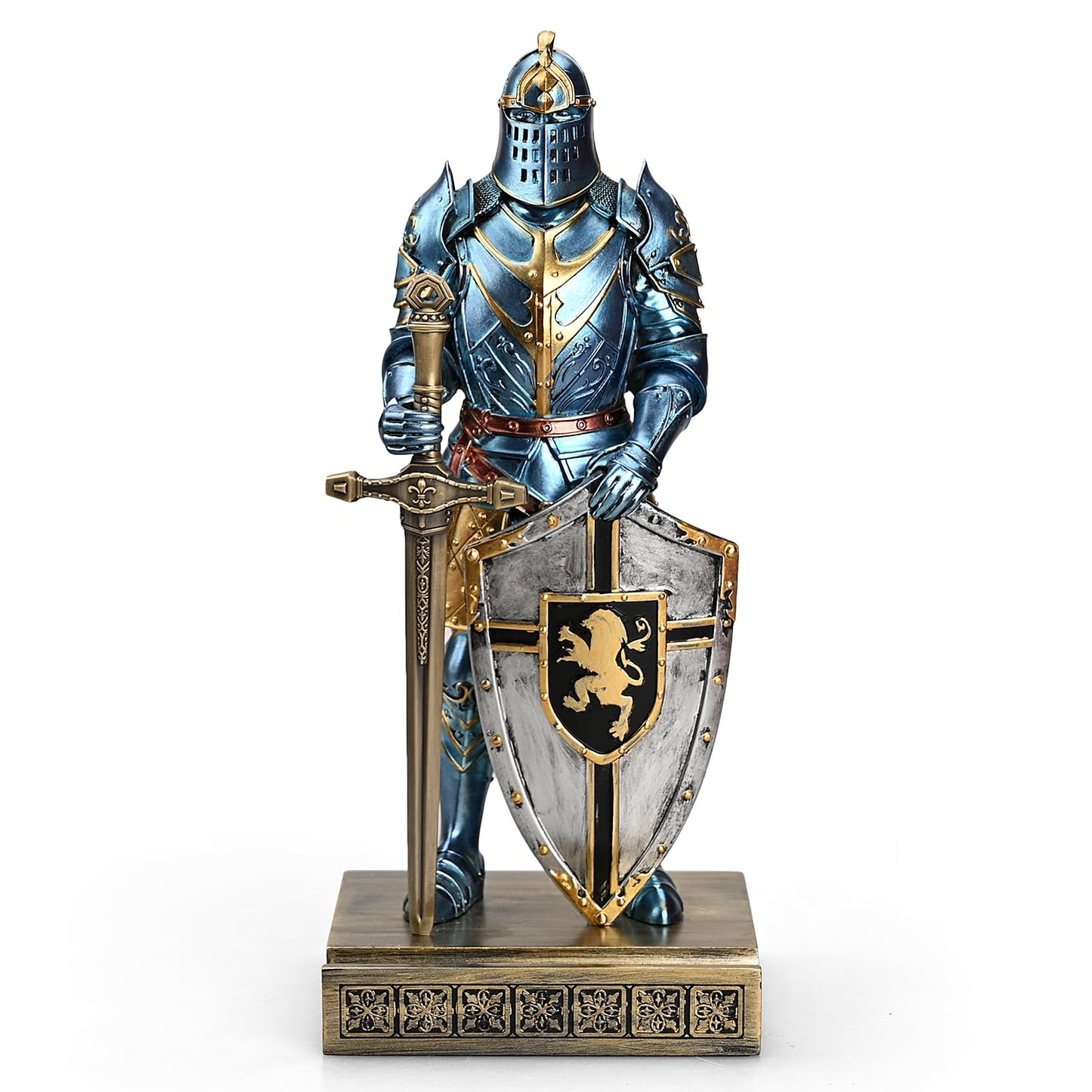 HDMbigmi King's Guard Ornament Knight Statue for Desk, Desktop Accessories Pen Holder Pen Stand Paperweight for Office and Home (Blue)