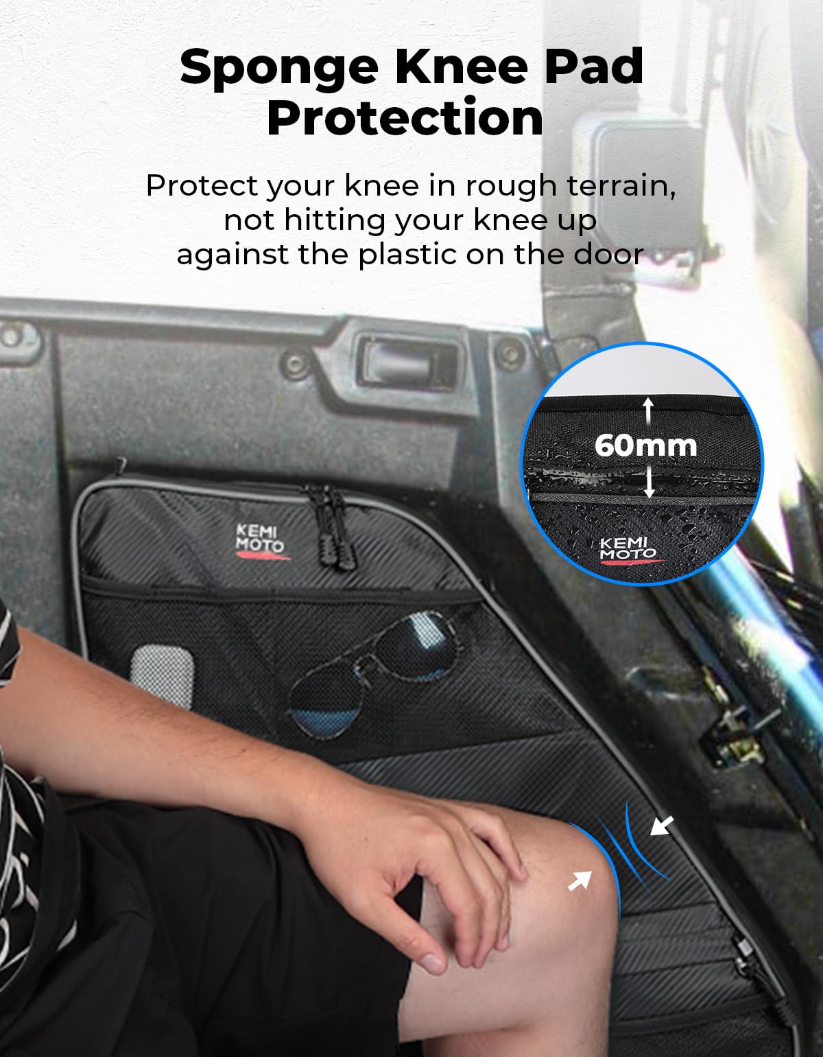KEMIMOTO UTV Rear Door Bags with Knee Pad Compatible with Polaris General 4 1000 /XP 4 1000 2017-2026, 2PCS with Rear Side Door Storage Bag Accessories