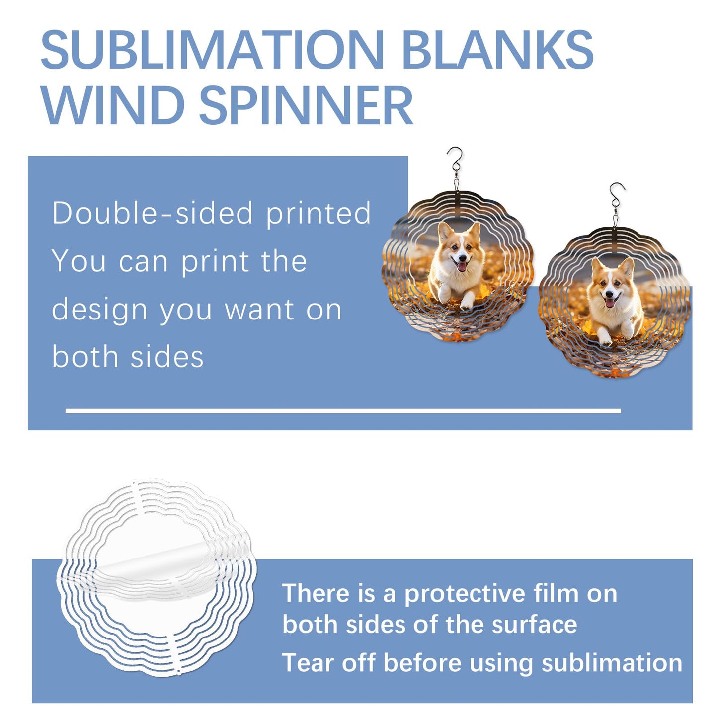 20 Pcs Sublimation Wind Spinner Blanks 8 Inch Bulk Aluminum Metal USA Warehouse Sublimation Blanks Product Outdoor Garden Decoration for Heat Press Transfer Sublimation Blank Wind Spinners DIY Gift