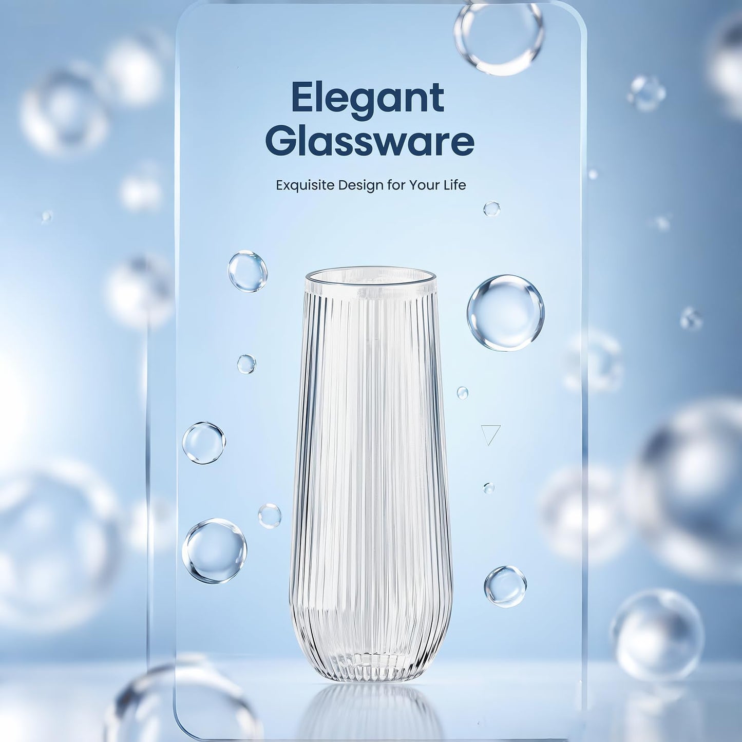 Lueumxc 48 Pack Ribbed Plastic Champagne Flutes, 9 Oz Stemless Disposable Clear Plastic Toasting Glasses Shatterproof Recyclable and BPA-Free Perfect For Wedding
