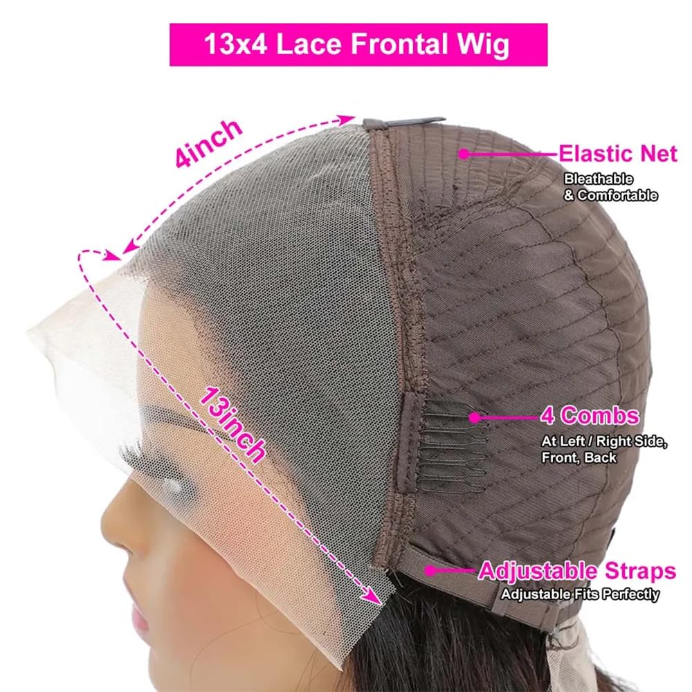 13x4 Lace Front Bob Wigs Human Hair 200 Density HD Transparent Lace Bob Wig for Women 14 inch Short Straight Bob Lace Frontal Wigs Glueless Pre Plucked With Baby Hair Straight Bob Wig Natural Color