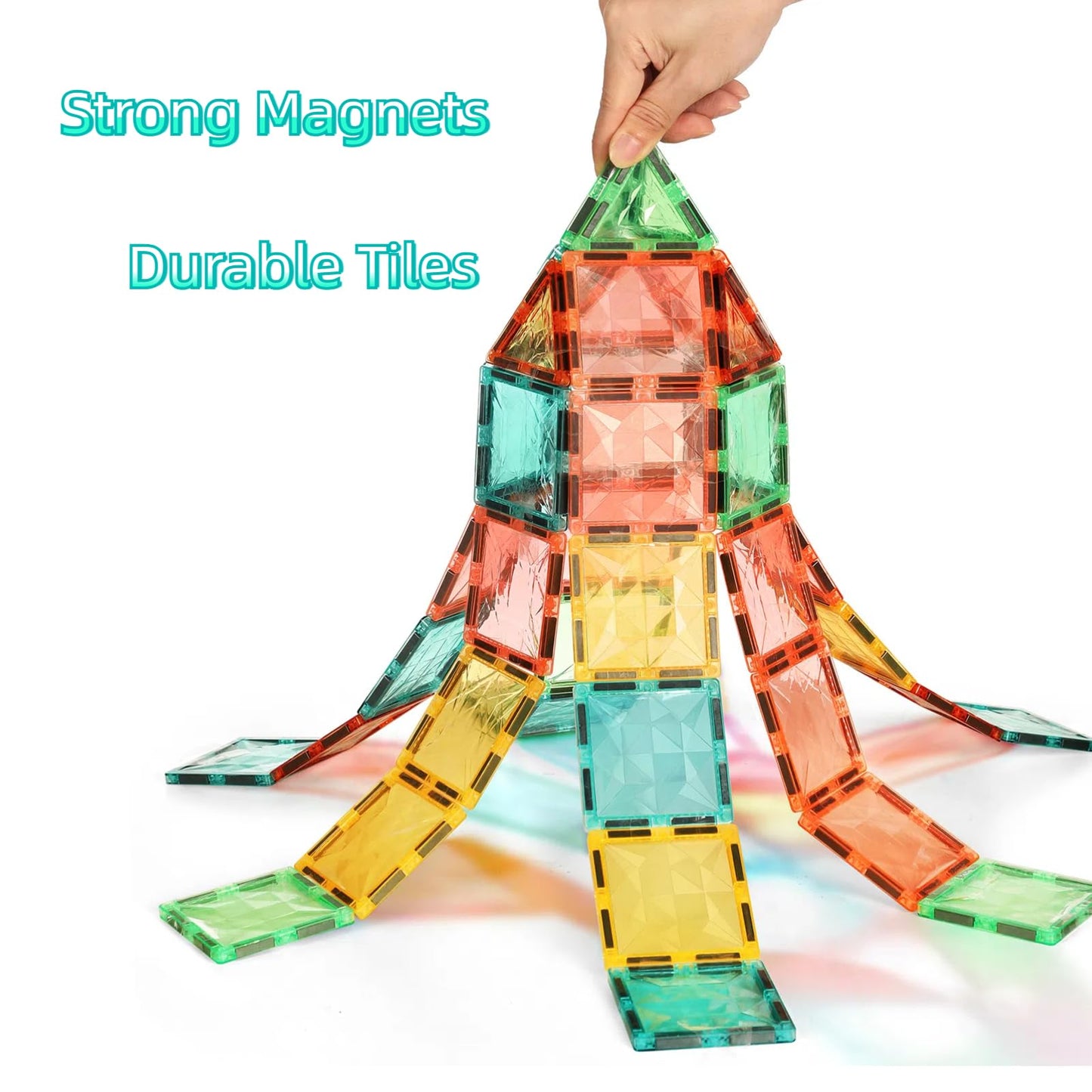 YRZtiles Magnetic Tiles 100-Piece Set for Kids, Magnetic Building Blocks STEM Toys for Age 3+ Boys and Girls, Educational Magnet Construction Tiles for Creativity & Learning