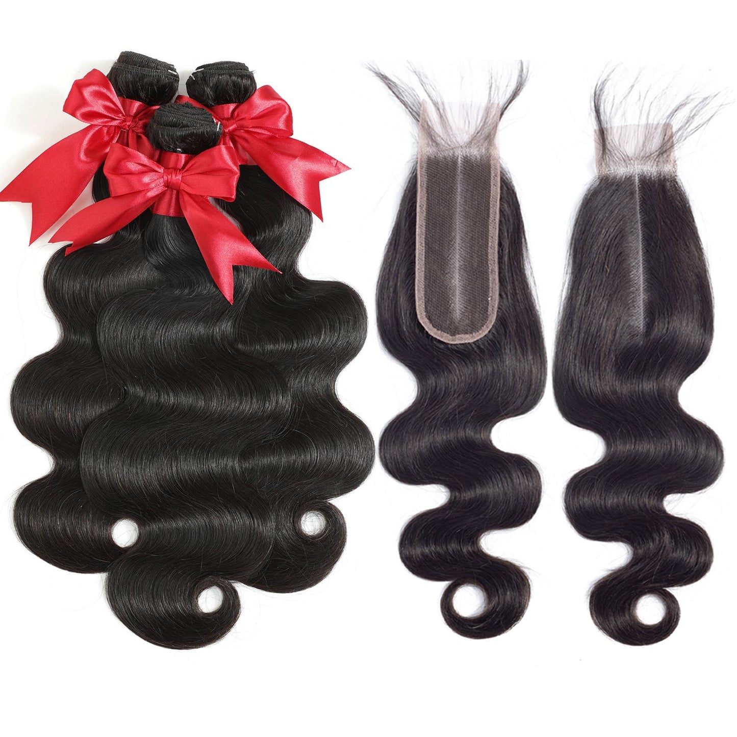 12A Human Hair Bundles with 2x6 Closure 10 12 14 with 10 Inch Brazilian Body Wave Bundles Human Hair with 2x6 HD Lace Closure 100% Unprocessed Virgin Human Hair Weave 3 Bundles Deals with Closure
