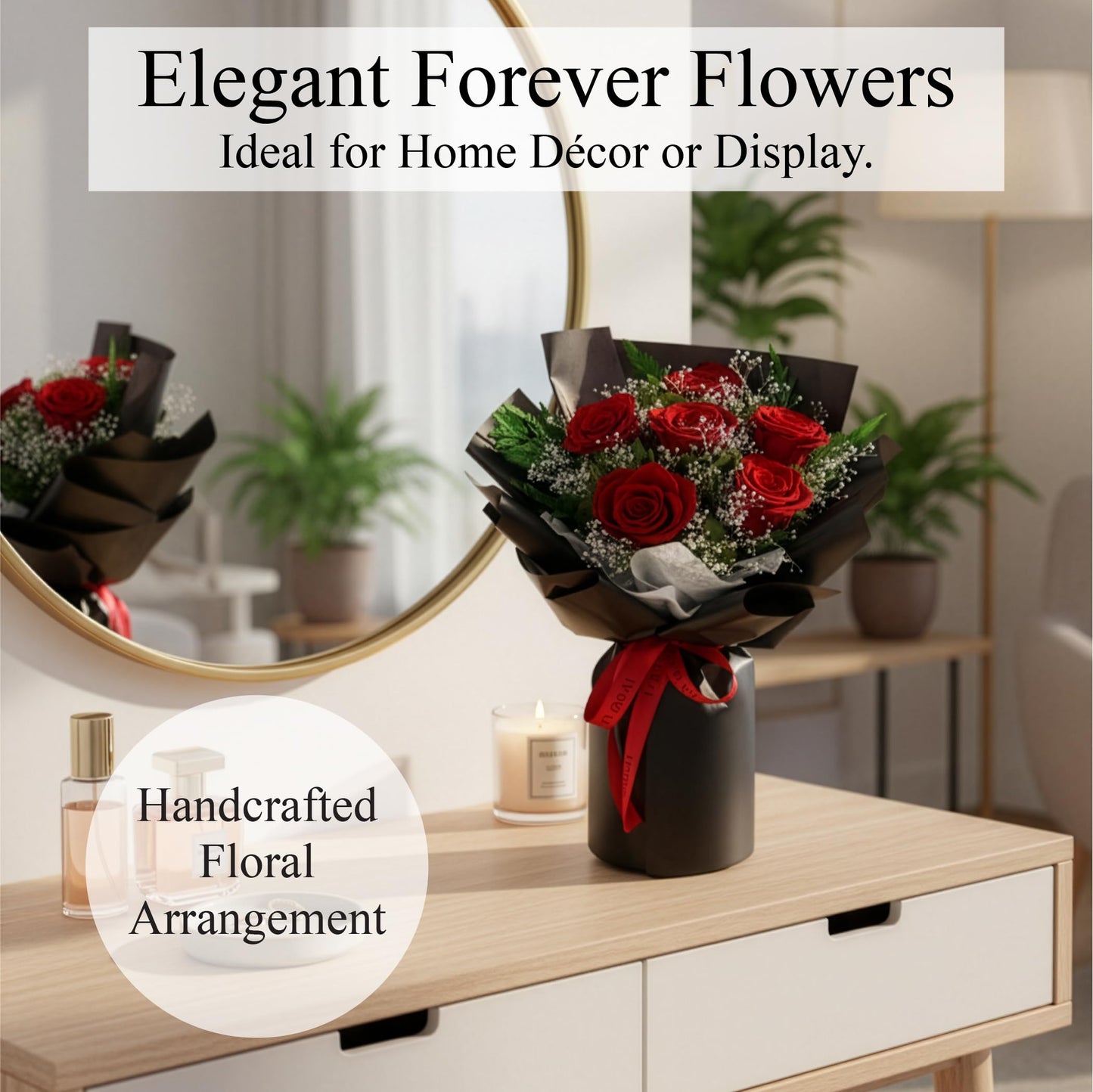TUCCI FLORAL-Forever flowers bouquet with baby’s breath, Real red roses, Gift for Mother’s Day, Birthday, Anniversary, Girlfriend Wife Grandma Her Women, preserved flowers for delivery prime tomorrow