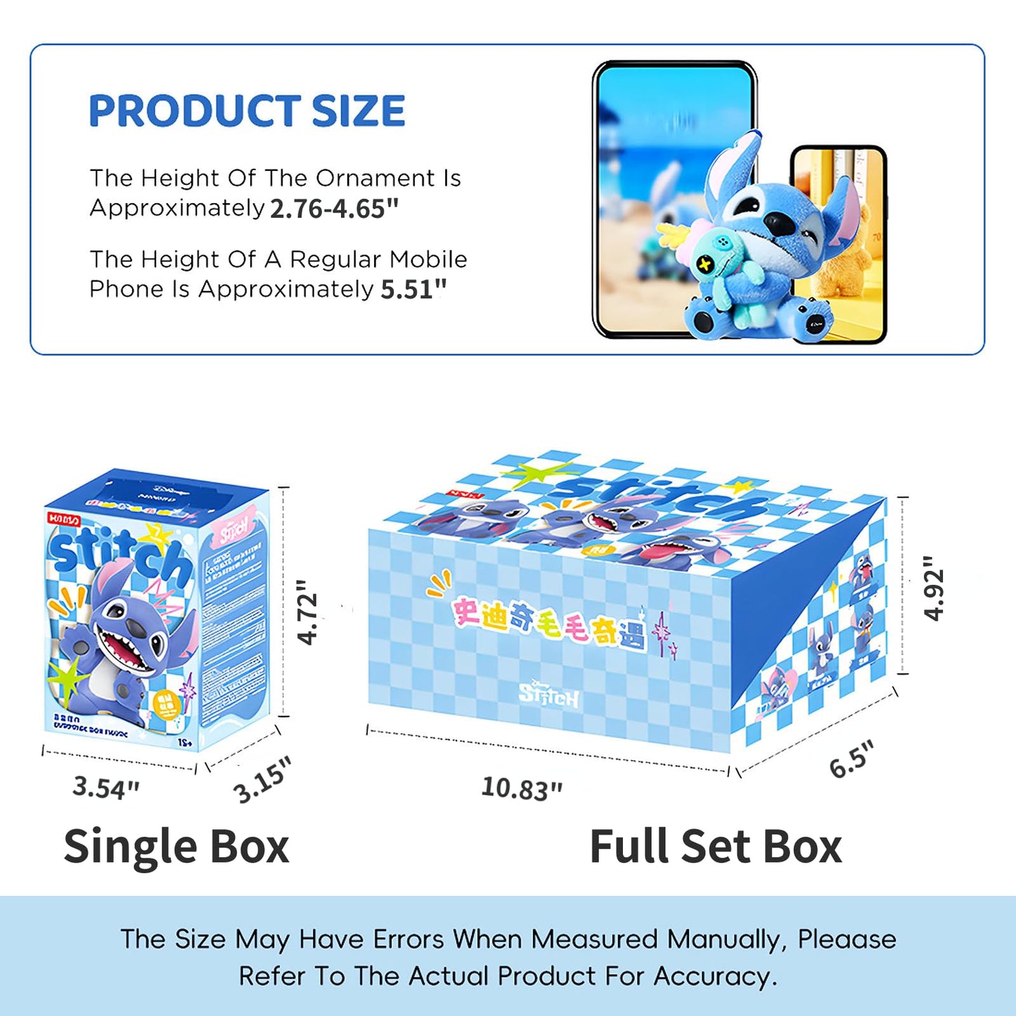 MINISO Disney Lilo & Stitch Flocked Plush Toy Surprise Box Figure Model Stitch Blind Box Toy Collectible Toy Surprise Figures for Room Decorations, Birthday Gifts (Random)