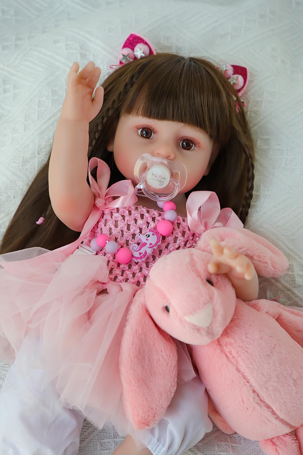 SCOM Lifelike Reborn Dolls Girl -20 Inch Realistic Baby Doll Newborn Baby Dolls，Lifelike Baby Doll Silicone Toddler Clothes Gift Set for Age 3+