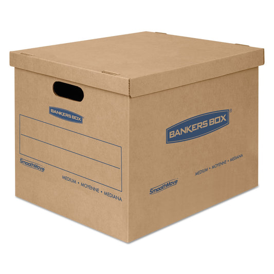 Bankers Box Small Classic Moving Box 20 Pack, Reinforced Handles, Tape-Free Assembly, Box with Lid, 15" x 12" x 10", Cardboard