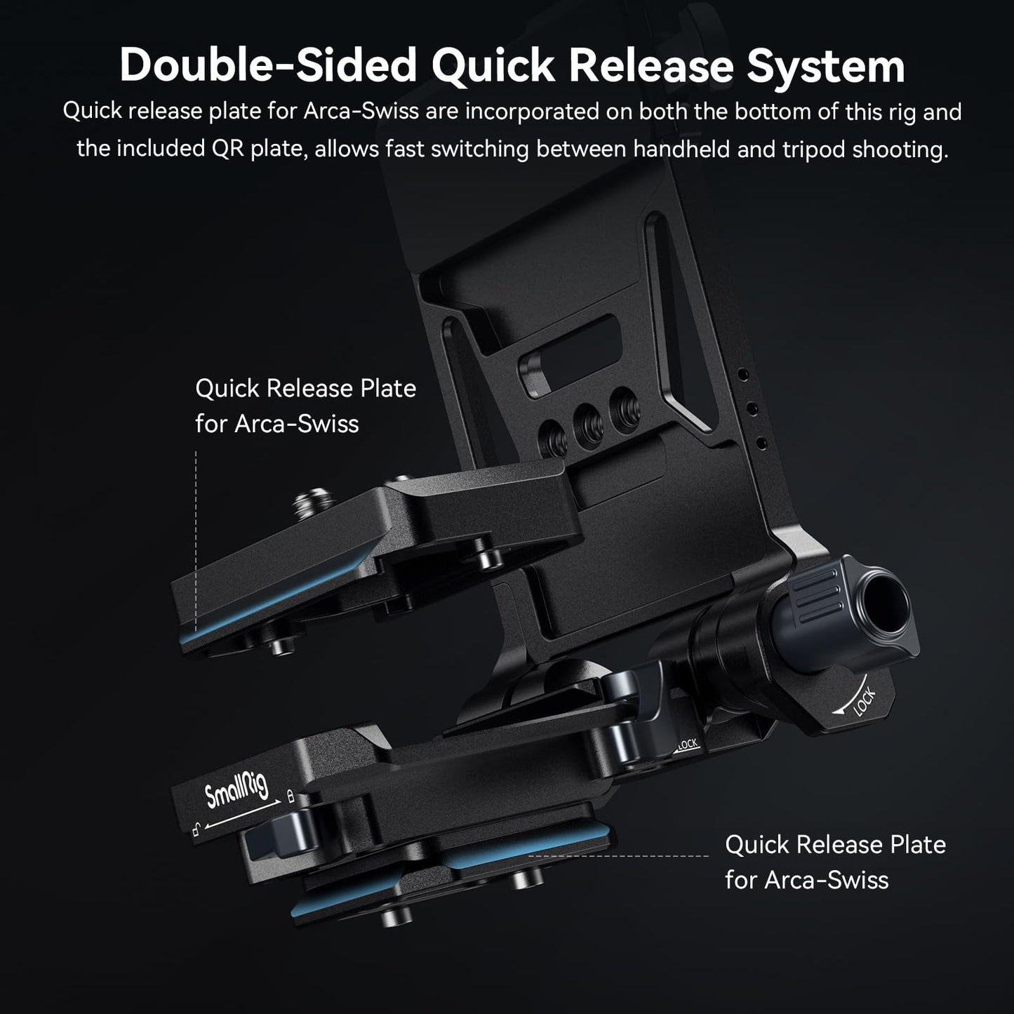 SMALLRIG V-Mount Battery Plate, V Lock Battery Plate with Dual Quick Release Plate for Arca-Swiss, L-Shape Compact & Foldable V Mount Battery Plate for V Mount Battery, DSLR Camera, Tripod