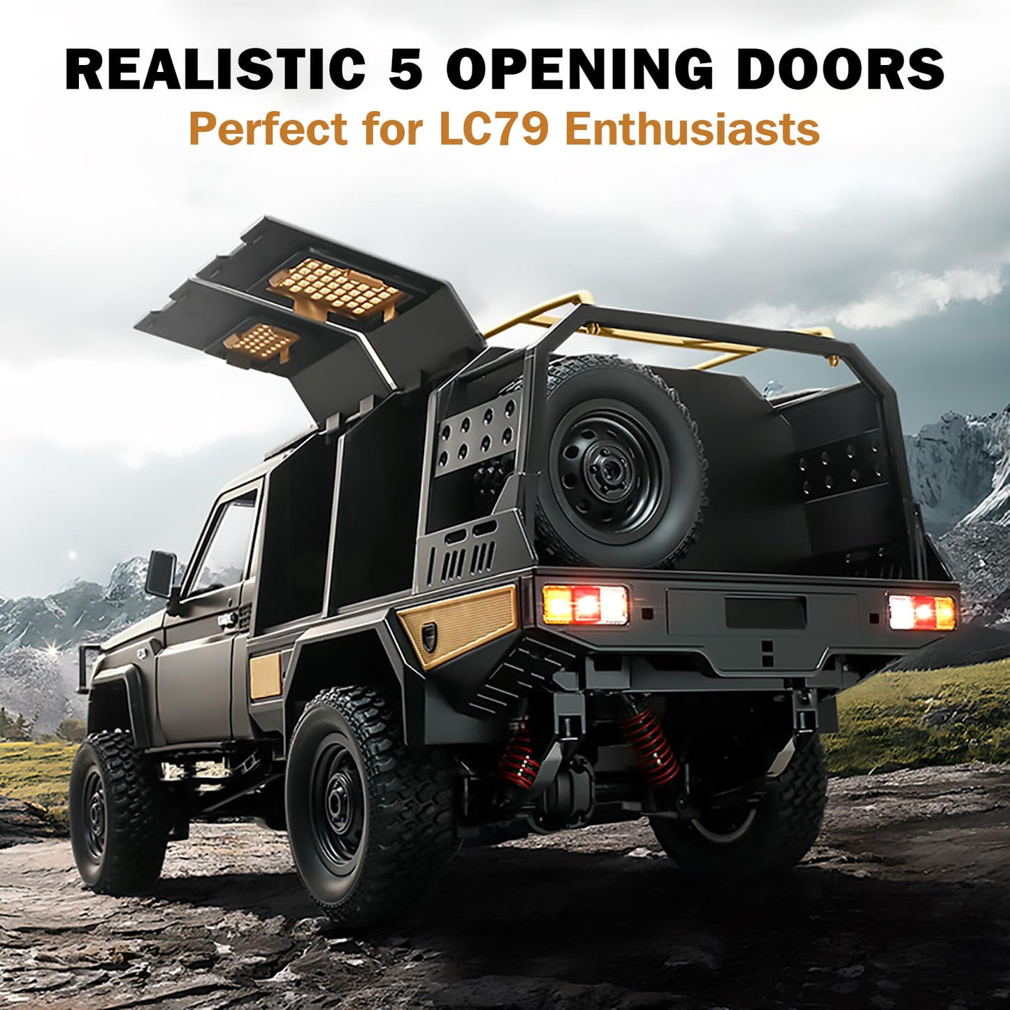 1/12 RC Crawler, MN82S RC Rock Crawler 4x4 Toyota LC79 RC Truck, 2.4GHz Remote Control Off Road Car with LED Lights for Adults, Hobby Grade RTF Toy Vehicle Gifts