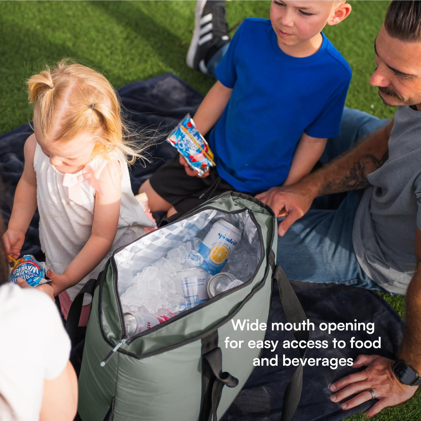 Titan by Arctic Zone Soft Sided Cooler Tote, Insulated Bag with Handle, Shoulder Strap, and Zipper for Lunch, Picnic, and Travel, 30 Can Capacity, Seagrass